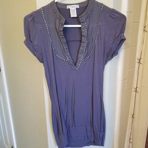 Blue low cut shirt